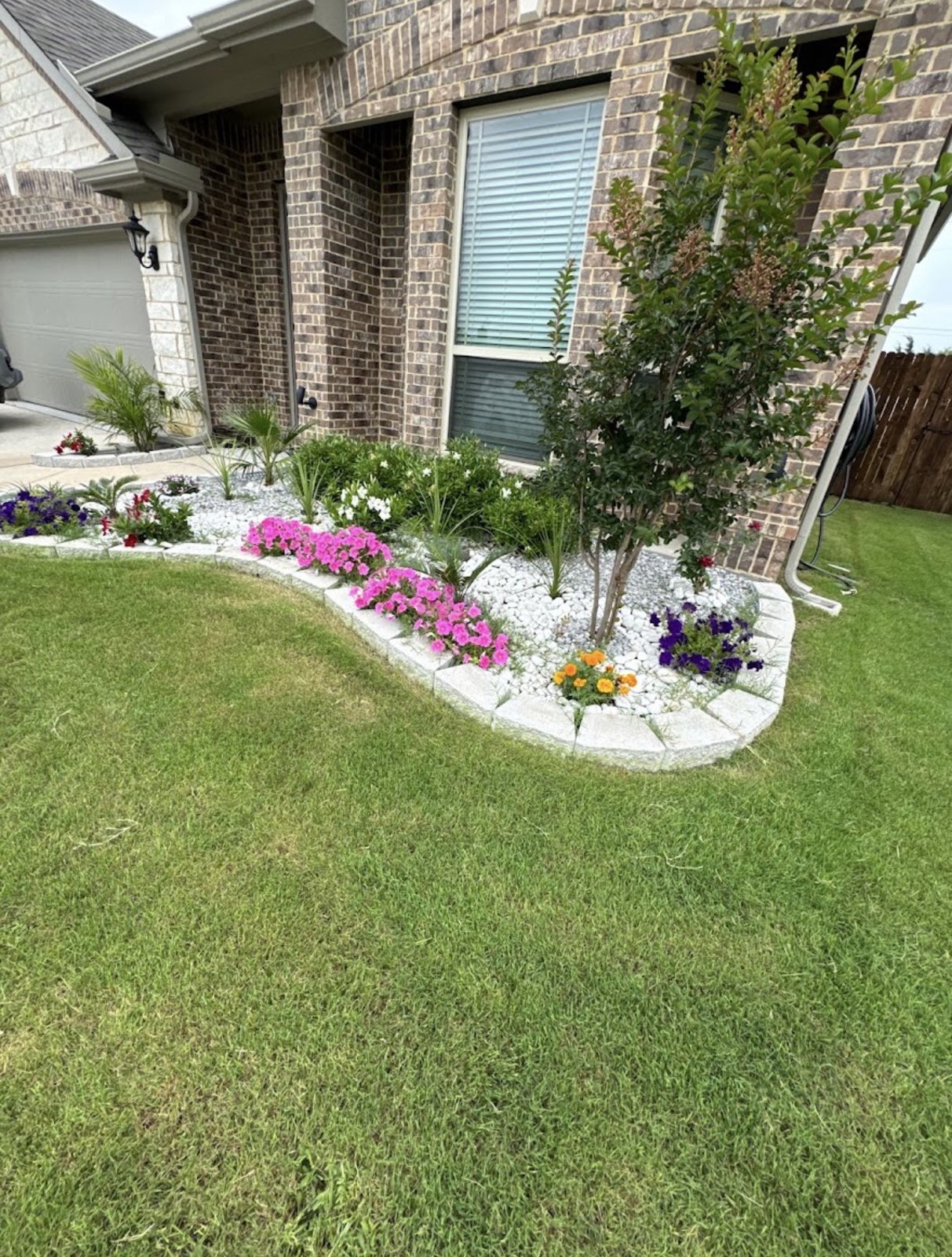 Flower bed and planting landscape project